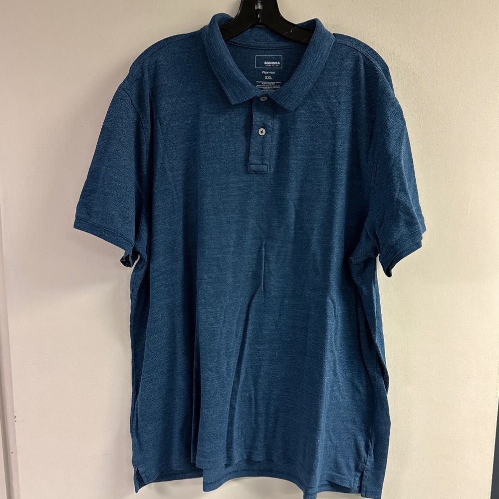Sonoma Flexwear Blue Short Sleeve Polo Shirt Size XXL Big & Tall
